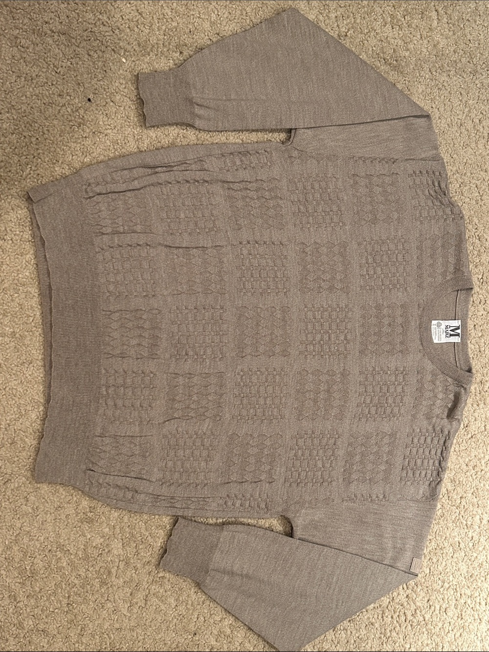 Men's Textured Crewneck Sweater in Taupe